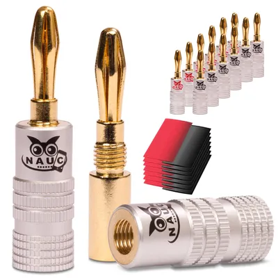 Produktbild von Bananenstecker 24K vergoldet Schrumpfschlauch 14x NAUC High End Steckverbinder