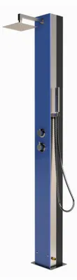 Produktbild von HAF Ideal Solar Gartendusche CURACAO | Solardusche aus V2A mit 25L Solartank | Outdoor Pooldusche mit blauer Sicherheitsglas Front | Ohne Bodenplatte