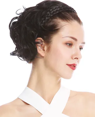 Produktbild von WIG ME UP Halbperücke geflochtener Haarreif Schwarz wild gewellt 90605-2