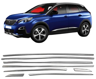 Image de Baguettes de vitres latérales en acier inoxydable chromé Peugeot 3008 SUV 2016-2023