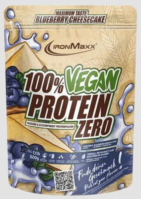 Produktbild von IronMaxx 100% Vegan Protein Zero – 500g-Beutel Blueberry Cheesecake