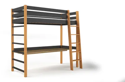Produktbild von Masseno Etagenbett NICOLO 80x190 cm mit Rausfallschutz, Kinderbett mit Leiter für Mädchen und Jungs, Stockbett,Schwarz