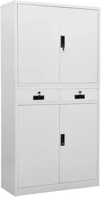 Produktbild von Aktenschrank Abschließbar Metallschrank Büroschrank Werkstattschrank Mehrzweckschrank Stahl-Hellgrau-90x40x180 cm-2