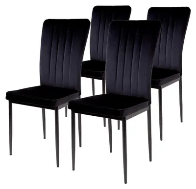 Produktbild von Esszimmerstühle im 4er Set Modena, Schwarz - Vintage Design mit Samt-Bezug, er Polsterstuhl - Moderner Küchenstuhl oder Stuhl für Esszimmer und Esstisch