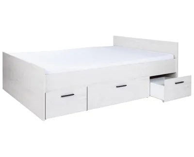 Produktbild von Jugendbett 140x200 cm – Nordic Wood – mit 3 Rollkästen & Ablage, Stauraum Mathea