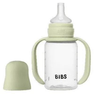 Imagen del producto de Biberón para bebés BIBS, vaso de aprendizaje, silicona suave con tetina redonda, 150 ml, color verde salvia