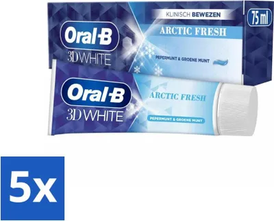 Obrázek produktu pro Zubní pasta Oral-B 3D White Arctic Fresh 75 ml - hodnotné balení - 5 kusů