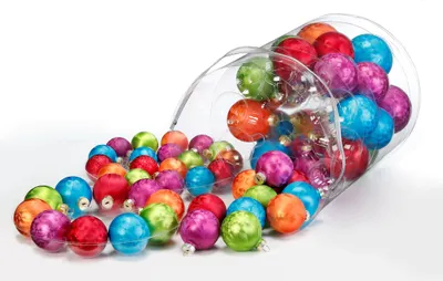 Produktbild von JACK by Inge Glas 60x Glas Christbaumkugeln 4 5 6 7 cm Eislack inkl. Haken Bunt