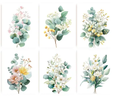 Image de Impressions artistiques pour décoration murale, couleur vert sauge, motifs floraux en aquarelle, dimensions 20x25 cm, ensemble de 6 pièces, décoration bohème pour chambre à coucher