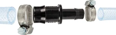 Produktbild von tecuro Schlauchverbinder reduziert Ø 11 mm x Ø 15 mm, mit Edelstahlschlauchschellen - Nylon schwarz
