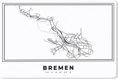 Produktbild von MuchoWow® Schreibtischunterlage Stadtplan - Bremen - Schwarz und weiß - Karte 60x40 cm - XXL Mauspad - Großes Mauspad