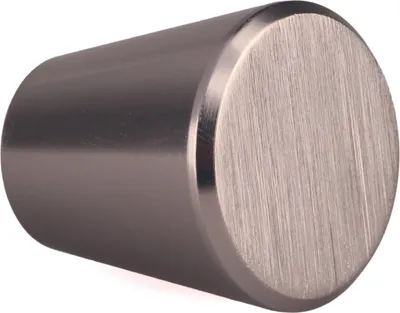 Immagine prodotto di Natural Goods Berlin maniglie per mobili rotonde KEGEL, pomelli per mobili con ⌀25mm, pomelli per armadi adatti a spessori di ante di 15-22mm, maniglie per armadi da cucina, cassettiere, credenze ecc., aspetto acciaio inox, 1 pezzo