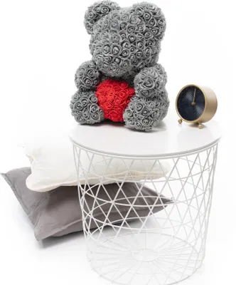 Immagine prodotto di Orso rosa 40 cm - grigio con cuore rosso