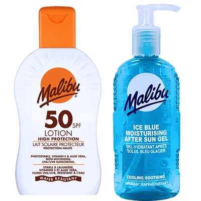 Produktbild von Malibu wasserdichtes Balsam SPF50 200 ml + Gel nach der Bräunung von 200 ml