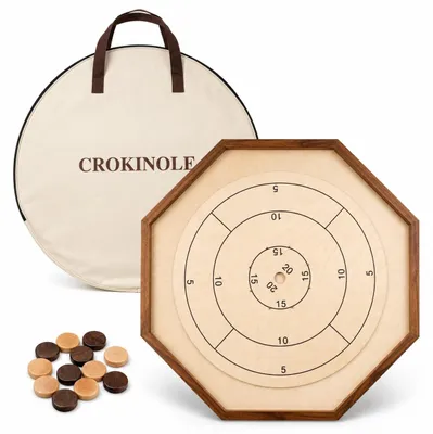 Zdjęcie produktu dla Gra Crokinole z torbą do przechowywania, przeznaczona dla 6 graczy