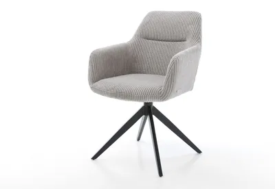 Produktbild von DELIFE Drehstuhl Pejo-Flex Cord Silbergrau Kreuzgestell breit Schwarz 360° drehbar Wippfunktion Taschenfederkern