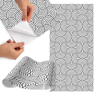 Produktbild von Möbelfolie 75x150 cm - Klebefolie Möbel - Selbstklebende Folie - Folie für Möbel - Möbelfolie Küche - Klebefolie Küche - Möbelfolie Schrank - Wasserdicht - Abwaschbar - Selbstklebend - Luftblasenfrei - Rückstandslos entfernbar - Geometrische Muster