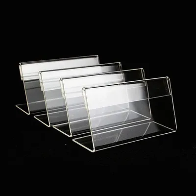 Productafbeelding van Acryl Mini Display Houder - Prijskaart Stand - Informatie Weergeven - L-Vormig Ontwerp - 7.5 cm x 5 cm - Helder