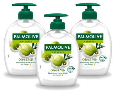 Zdjęcie produktu dla 3 sztuki mydła do rąk Palmolive, zapach mleka i oliwy - 300 ml - zestaw ekonomiczny