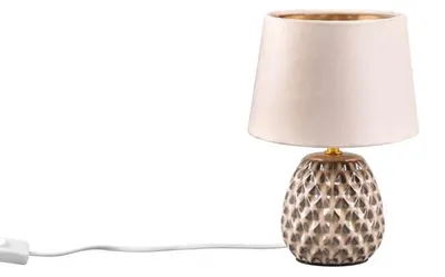Immagine prodotto di Lampada da tavolo - Beige - Marrone - Giallo oro - H 26 cm - Vetroceramica - Velluto