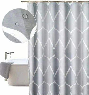Obrázek produktu pro Sprchový závěs z polyesterové tkaniny odolné proti plísním, 80 x 200 cm, originální šedý, voděodolný, pratelný v pračce, s 8 háčky z nerezové oceli a pevným lemem