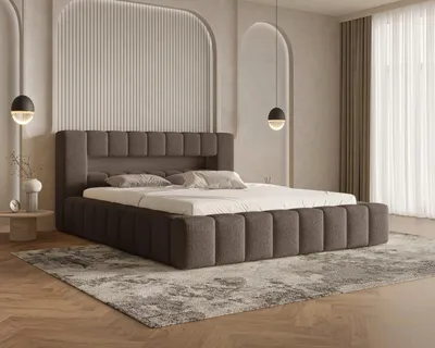 Image de Chilly Möbel Design Lit Beverly - Lit rembourré avec coffre, cadre en métal, USB-C et éclairage LED RGB 160x200 cm / Bouclé / Marron foncé