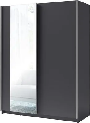 Obrázek produktu pro Vysoká šatní skříň 150 cm se zrcadlem LORICA - grafitová