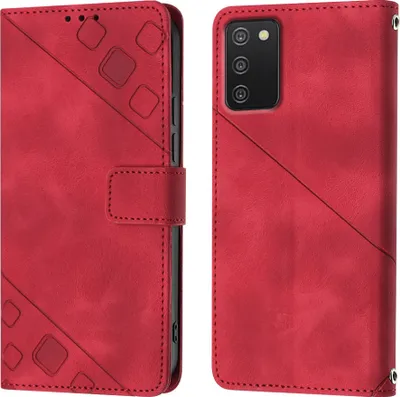 Produktbild von Hülle für Samsung Galaxy A03S Prägung Flip Leder Brieftasche Schutzhülle mit Ständer Rot