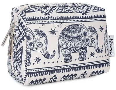 Obrázok produktu pre Kozmetická taška pre ženy, motív slona, malá, 17x8x12 cm, vodeodolná, s 5 priehradkami