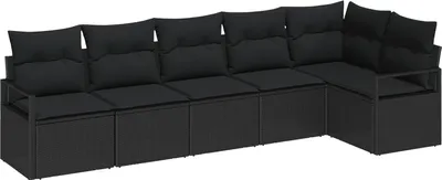 Image de Ensemble de Canapés 6 pcs Noir polyrotin