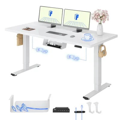 Produktbild von FLEXISPOT E1 Pro Elektrisch Höhenverstellbarer Schreibtisch 140x80cm 25MM EINTEILIGE TISCHPLATTE Doppelmotor 120KG Tragkraft, 4 Speicherplätze (Weiß)