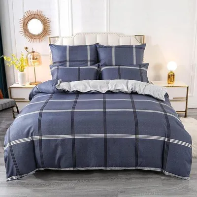Produktbild von Famanu Mikrofaser Bettwäsche Set 4-teilig - 155 x 220 cm, weich kariert