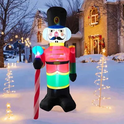 Aufblasbarer Nussknacker-Soldat 210 cm mit LED, Weihnachtsdeko