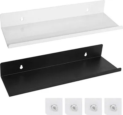 Produktbild von Famanu Wandregal aus Metall - 30 x 10 x 4 cm, weiß + schwarz