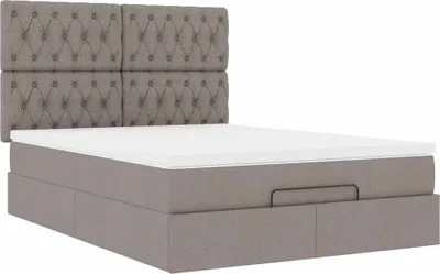 Produktbild von Ottoman-Bett mit Matratze Taupe 140x200 cm Stoff