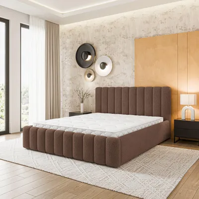 Produktbild von Masseno Polsterbett DINESE Q 140x200 cm, Polsterbett mit Bettkästen - Braun, QUELLE 25