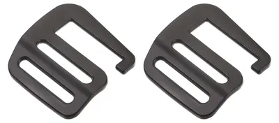 2er Set Metall-Gürtelschnallen mit G-Haken, matt schwarz, verstellbar