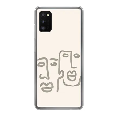 Produktbild von MuchoWow® Handyhülle Schutzhülle Hülle für Samsung Galaxy A41 Gesicht - Abstrakt - Strichzeichnung Silikon Softcase Handy Hülle - Mobiltelefon