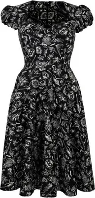 Produktbild von Hell Bunny Mittellanges Kleid Damen Mischief Midi Dress schwarz/weiß S