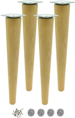 Produktbild von Drehbare Möbelbeine aus Eiche, 40 cm, roh, mit Montageset – Perfekt für DIY und Möbelrenovierung