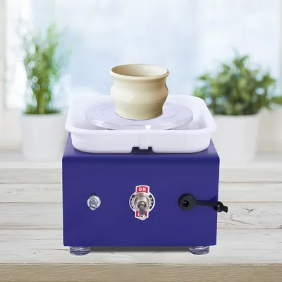 Produktbild von Elektrisch Töpferscheibe 10cm Mini-Keramikradmaschine Keramik Rad Maschine Drehscheibe 2000RPM (Blau)