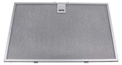 A metal grease filter for a kitchen hood.