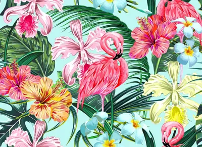 Produktbild von A.S. Création Fototapete Designwalls Flamingo Tapete grün türkis pink Vlies glatt