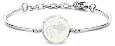 Produktbild von CO88 Collection Zodiac 8CB-90320 Stahlarmband mit Anhänger – Sternzeichen Wassermann 15 mm – Einheitsgröße – Silberfarben / Weiß