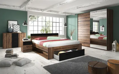 Produktbild von Schlafzimmer Set 5 tlg ASKJA inkl.Doppelbett 160cm und Schrank 200cm