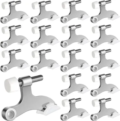 Produktbild von 24er Set Scharnier Türstopper ohne Bohren, schwerer Türanschlag mit Gummidämpfer, Silber