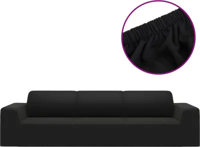 Produktbild von vidaXL Stretch Sofahusse 4-Sitzer Schwarz Polyester-Jersey