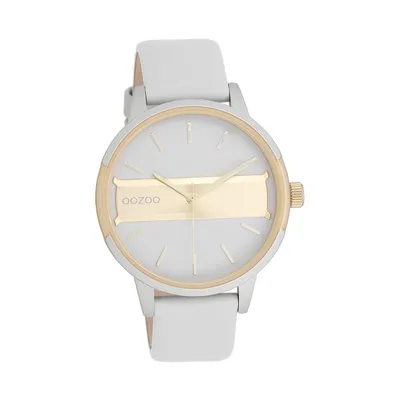 Produktbild von Oozoo Leder Damen Uhr Analog Quarzuhr Armband grau Timepieces D2UOC11152