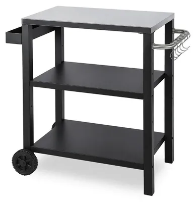 Produktbild von Faziango Grillwagen mit 2 Rädern, Grilltisch & BBQ Servierwagen, Outdoor Beistelltisch für Garten & Terrasse, multifunktionaler Grill Trolley