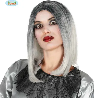 Produktbild von Perücke Schulterlang Schwarz-Weiss High Quality (V